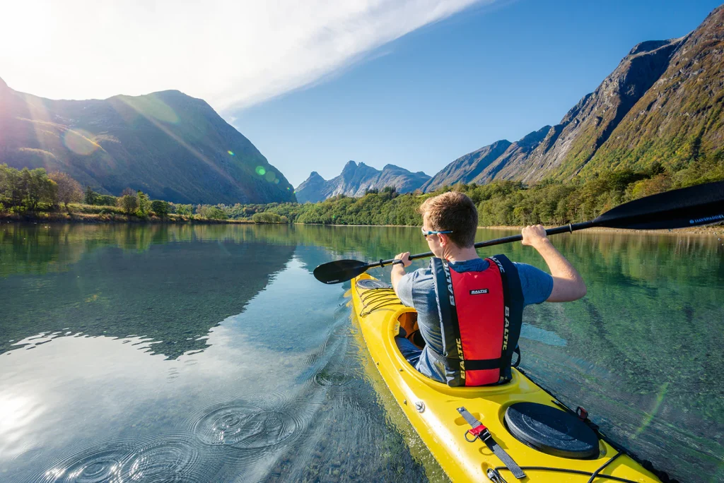 Man kayaking in the sea