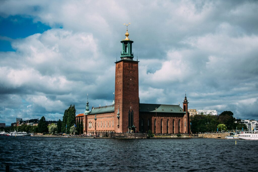 Stockholm City Hall on a cloudy day